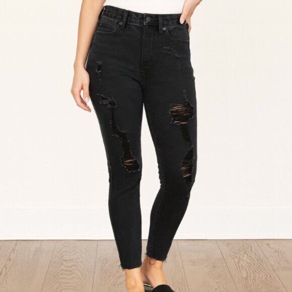 Aeropostale High Rise Distressed Skinny Jeans Women’s Size 0 Raw Hem - Picture 1 of 8